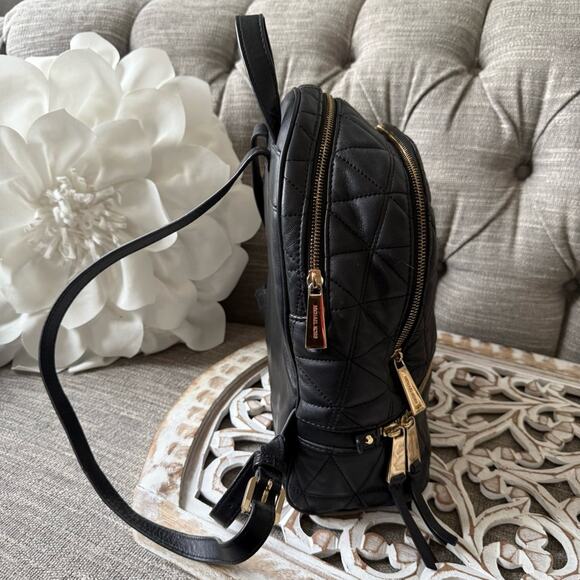 Michael Kors Black Quilted Backpack with Geometric Design - Picture 4 of 11